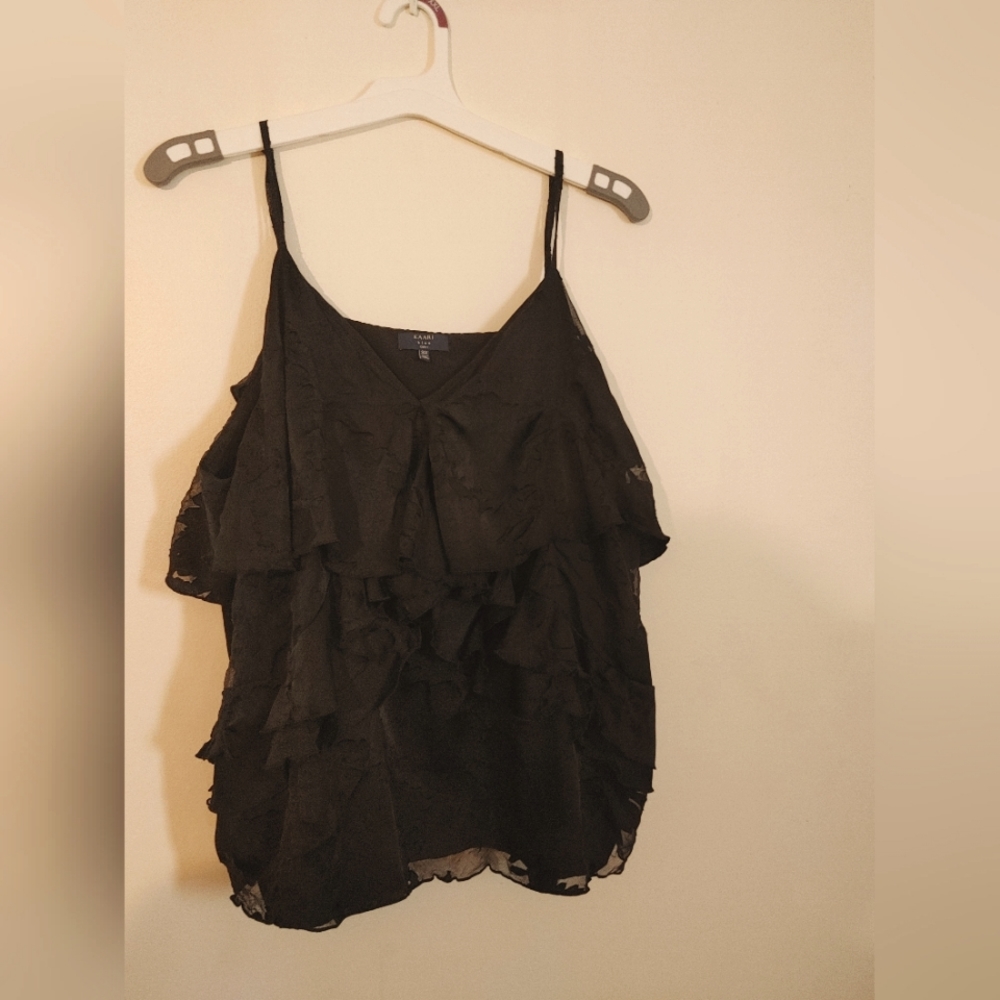 Kairi Blue Layered Lace Tank